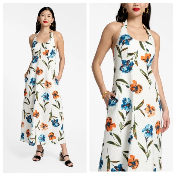 Frances Valentine Floral Iris Malia Halter Dress - Picture 2 of 11